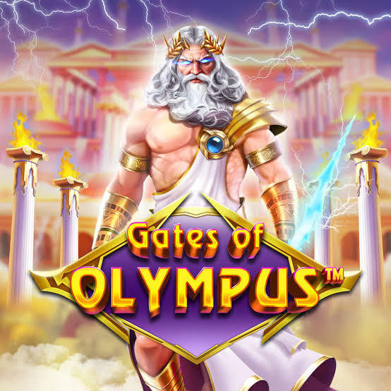 Gates of Olympus nyerőgép kulcsgrafikája Zeusszal és az arany játék logóval